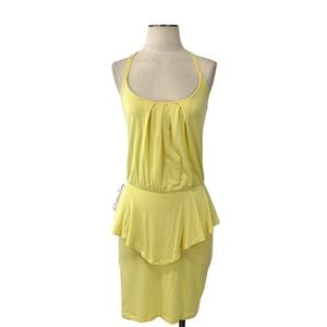 Ecoskin- Yellow Stretch Peplum Dress Size Small